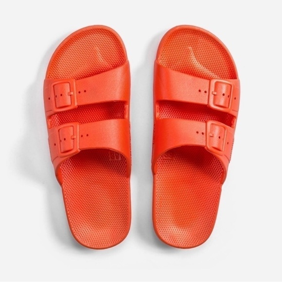 Freedom Moses Anthropologie Sandals Womens 11* Orange Slip On Comfort Beach Boho - Picture 1 of 16